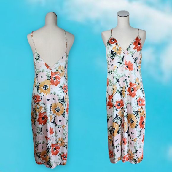 VOLCOM | Medium • True to This floral spaghetti strap dress Spring women's - Picture 1 of 8